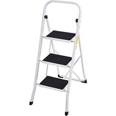 Sturdy Step Ladder 3 Step Heavy Duty Folding 3 Step Stool Home Kitchen Step Ladders, White