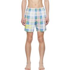 Lacoste White Swimming Trunks Lacoste Off-White Check Swim Shorts