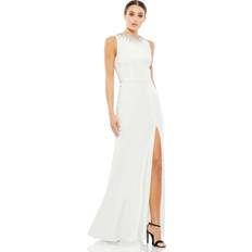 Mac Duggal White Clothing Mac Duggal Sleeveless Rhinestone Collar Column Gown