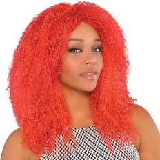 Amscan Womens halloween red crimped killer clown fancy dress party wig