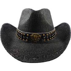 Black Wide Brim Sun Hats for Women - Floppy Straw Hat-FUNCREDIBLE