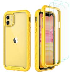 Mobile Phone Covers CellEver Compatible with iPhone 11 Case, Clear Full Body Heavy Duty Protective Case Anti-Slip Full Body Transparent Cover Designed for iPhone 11 2X Glass Screen Protector Included Yellow