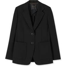 Black - Women Blazers St. John Stretch Crepe Single-Breasted Suiting Jacket Black