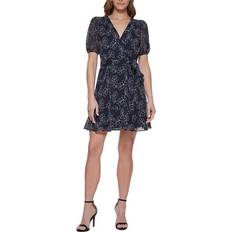 DKNY Womens Embroidered Short Mini Dress