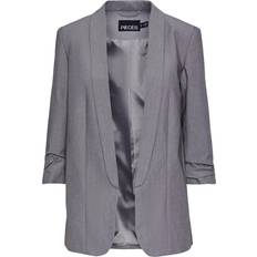 Grå - L Dressjakker Pieces Bosella 3/4 Blazer - Light Grey Melange