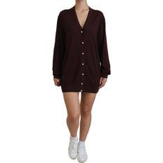 Dolce & Gabbana Red Cardigans Dolce & Gabbana Maroon Wool Knit Deep V-neck Cardigan Women's Sweater