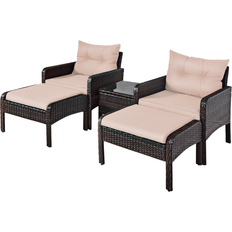 Brown Dining Sets Goplus Rattan Dining Set 5