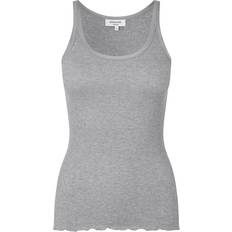 Rosemunde Rib Knitted Silk Top - Light Grey Melange