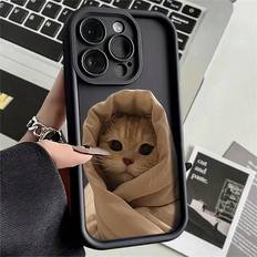 Handyzubehör Shein 1pc Black Cute Cat Design Phone Case With Precise Camera Hole, Anti-fall Tpu Soft Cover For Iphone 7/8/11/12/13/14/15/x/xr/xs/pius/pro/ Pro Max/se2