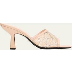 Beige - Stiletto - Women Sandals Gucci Demi Rhinestone Mesh Mule Sandals POWDER ROSE 10B