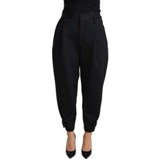 Dolce & Gabbana Polyester Pants Dolce & Gabbana Black Cropped Dress High Waist Polyester Pants IT40