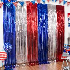 Party Supplies LOLStar 4th of July Decorations,Red White and Blue 3 Pack Tinsel Foil Fringe Curtains,4th of July Photo Booth Prop Streamer Backdrop for America Patriotic Party,Memorial Day,Independence Day,Labor Day