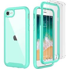 Mobile Phone Accessories CellEver Compatible with iPhone SE 2020 Case/iPhone 7/iPhone 8 Case Clear Full Body Heavy Duty Protective Anti-Slip Full Body Transparent Cover 2X Glass Screen Protector Included Mint