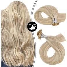 Semi-Permanent Hair Dyes 24 Inch U Tip Hair Extensions Human Hair Blonde Highlighted