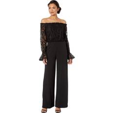 Adrianna Papell Jumpsuits & Overalls Adrianna Papell Off-The-Shoulder Lace Jumpsuit Black Black