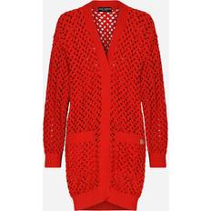 Dolce & Gabbana Red Cardigans Dolce & Gabbana Long crochet cardigan nail_red