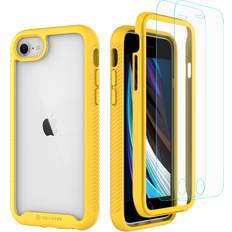 Mobile Phone Accessories CellEver Compatible with iPhone SE 2020 Case/iPhone 7/iPhone 8 Case, Clear Full Body Heavy Duty Protective Anti-Slip Full Body Transparent Cover 2X Glass Screen Protector Included Yellow