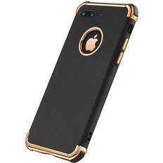 iPhone 8 Plus Case, Ultra Slim Flexible iPhone 8 Plus Matte Case, Styles 3 in 1 Electroplated Shockproof Luxury Cover Case for iPhone 8 Plus Black