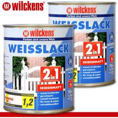 Holzfarben Malerfarbe Wilckens 3 weisslack 2in1 seidenmatt grundierung innenbereich holz zaun Weiß 0.75L