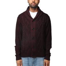 Men - Red Cardigans XRay Men's Shawl Collar Cable Knit Cardigan Burgundy Burgundy