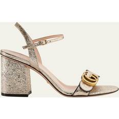 Gucci Heeled Sandals Gucci 75mm Marmont Metallic High-Heel Sandals GOLD 10B