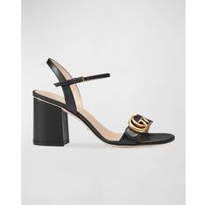 Gucci Women Shoes Gucci Women's Marmont GG Ankle-Strap Sandals Black Black