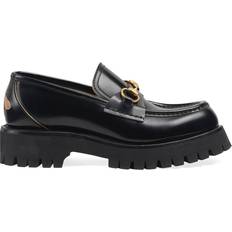 Gucci Women Low Shoes Gucci Horsebit embroidered leather loafers black