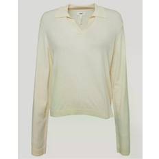 Dame - L Pikéskjorter Object Collectors Item Strikkegensere Sandshell Melange L/S V-Neck Knit Polo Noos Gensere