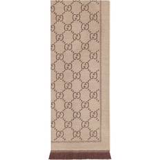 Gucci Women Scarfs Gucci GG Jacquard Knitted Scarf - Light Brown