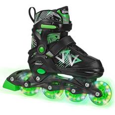 Roller Derby Stryde Youth Adjustable Inline Lighted Wheel Skates Black/Green