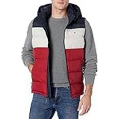 Tommy Hilfiger Red Vests Tommy Hilfiger Men's Quilted Puffer Vest, Midnight/Ice/Red Hoody