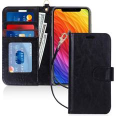 Wallet Cases FYY Case for iPhone Xr 6.1" 2018, [Kickstand Feature] Flip Folio Leather Wallet Case with ID and Credit Card Pockets for iPhone Xr 6.1" 2018 Black