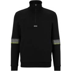 BOSS - Active-stretch zip-up hoodie with decorative reflective pattern