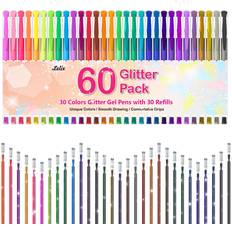 Gel Pens Glitter Gel Pens, Lelix 60 Pack Glitter Gel Pen Set, 30 Glitter Colors with 30 Refills for Kids Adult Coloring Books, Drawing, Doodling, Crafting, Journaling, Scrapbooking