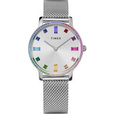 Timex Watches Timex 34mm Silver Rainbow Crystals Silver