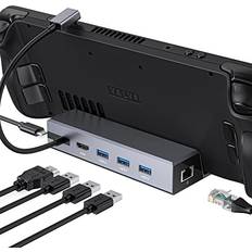 Computer Accessories Benazcap 7-in-1 Aluminum Docking Station For Steam Deck OLED 2023/Steam Deck 2021, 4K@60Hz HDMI 2.0, Gigabit Ethernet Port, 3 x USB A 3.0 5Gbps Data Ports, 100W Power Delivery