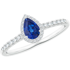 Angara Pear-Shaped Halo Engagement Ring 0.60 Ct - White Gold/Blue