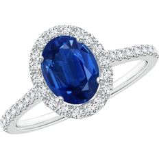 Angara Oval Halo Ring 1.89 ct - White Gold/Sapphire/Diamond