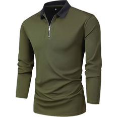 Shein Men Polo Shirts Shein Men's New Spring And Autumn Casual Polo Shirt With Zipper Collar