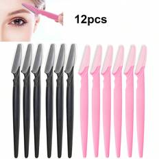 Magnifying Cosmetic Tools Shein 12pcs Safe Eyebrow, Facial, Body Hair Trimmer Shaver Razor With Cover For Women, Makeup Tool Set