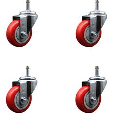 DIY Accessories Service Caster 3 1/2Inch x 1 1/4Inch Wheel 3.5 in, Type Swivel, Package qty. 4, Model SCC-GR20S3514-PPUB-RED-716138-4