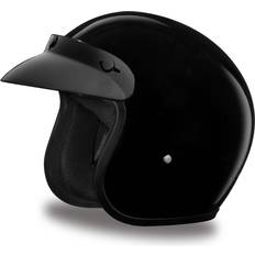 Open Faces Motorcycle Helmets Daytona Helmets 3/4 Open Face Motorcycle Helmet – DOT Approved [Hi-Gloss Black] [S]