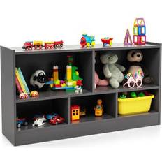 Storage Option Storage Boxes Costway Kids 2-Shelf Bookcase 5-Cube Wood Toy Storage Cabinet Organizer