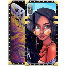 Goodsprout iPhone XR Case,Black Girl Magic Art iPhone XR Cases Luxury Golden Decoration Square Soft TPU Shockproof Protective Hard PC Back Compatible with iPhone XR,iPhone XR 6.1 in