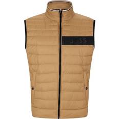 Hugo Boss Men Vests Hugo Boss Men's Water-Repellent Padded Gilet Vest Beige Beige