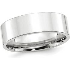 Engagement Rings - Men Mens 14K White Gold 7mm Flat Comfort Fit Wedding Band Ring