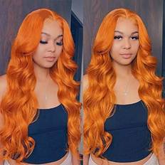 Extensions & Wigs Ginger Color Wavy Lace Front Wigs Human Hair 13X4 Brazilian Lace Front Human Hair Wigs Pre Baby