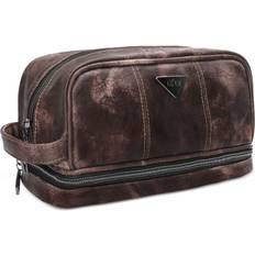 Leather Toiletry Bag for Men - Hygiene Organizer Travel Dopp Kit by Rustic Town (Walnut Brown)