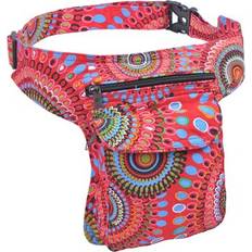 The Collection Royal Fanny Pack Crossbody Bags for Women Cotton Canvas Boho Hippie Festival Colorful Belt Bag for Women Red N