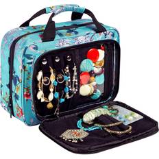 Cosmetic Bags Large Hanging Travel Cosmetic Bag For Women With Jewelry Compartment Versatile Toiletry And Cosmetic Makeup Organizer With Many Pockets turquoise flowers